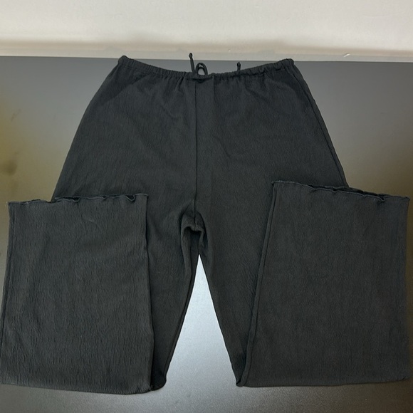 Portocruz Black Gauzy Stretch Drawstring Waist Wide Leg Cover Up Pants Beachy L - Picture 2 of 14